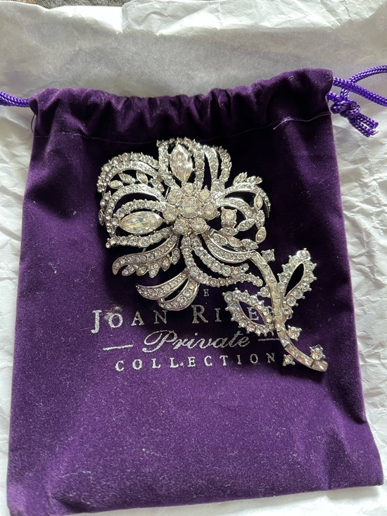 Joan Rivers Jewelry - Joan Rivers Silver-Tone Clear Crystal Floral Brooch